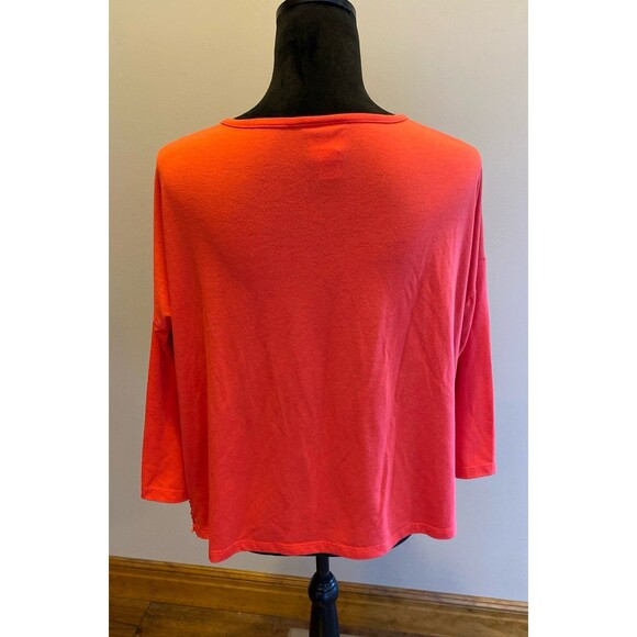 Ruby Rd. Womens Blouse Size Medium Top Tangerine Orange Unique Overlay + Stretch - Picture 5 of 8